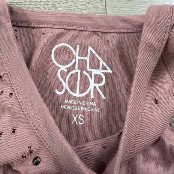 Chaser Pink Distressed Splatter Print Muscle Tank Sleeveless Top - Picture 3 of 8